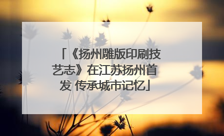 《扬州雕版印刷技艺志》在江苏扬州首发 传承城市记忆