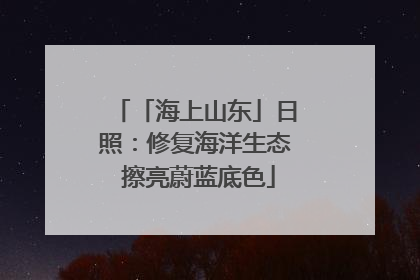 「海上山东」日照：修复海洋生态 擦亮蔚蓝底色