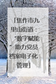 焦作市九里山街道：“数字赋能”助力党员档案电子化管理