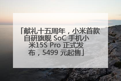 献礼十五周年，小米首款自研旗舰 SoC 手机小米15S Pro 正式发布，5499 元起售