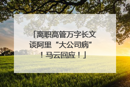 离职高管万字长文谈阿里“大公司病”！马云回应！