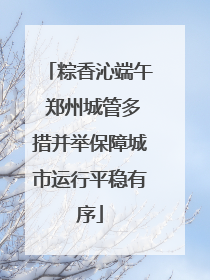 粽香沁端午 郑州城管多措并举保障城市运行平稳有序