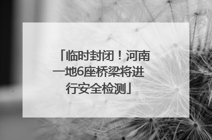临时封闭！河南一地6座桥梁将进行安全检测