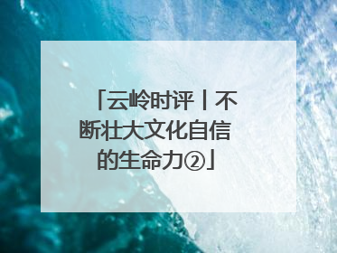 云岭时评丨不断壮大文化自信的生命力②