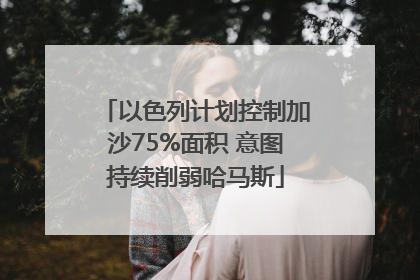 以色列计划控制加沙75%面积 意图持续削弱哈马斯