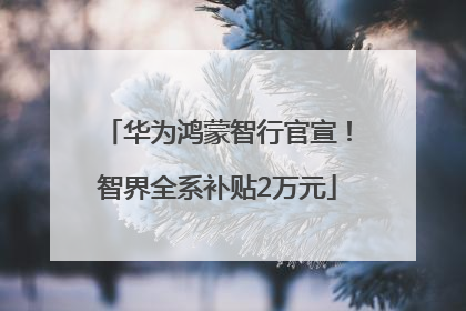 华为鸿蒙智行官宣！智界全系补贴2万元