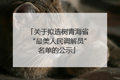 关于拟选树青海省“最美人民调解员” 名单的公示