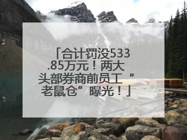 合计罚没533.85万元！两大头部券商前员工“老鼠仓”曝光！