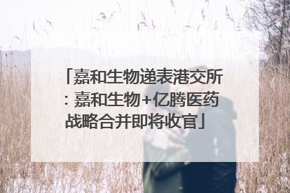 嘉和生物递表港交所：嘉和生物+亿腾医药战略合并即将收官