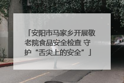 安阳市马家乡开展敬老院食品安全检查 守护“舌尖上的安全”