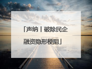 声纳丨破除民企融资隐形梗阻