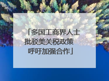 多国工商界人士批驳美关税政策 呼吁加强合作