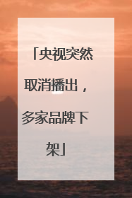 央视突然取消播出，多家品牌下架