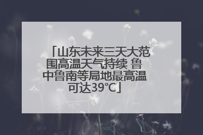 山东未来三天大范围高温天气持续 鲁中鲁南等局地最高温可达39℃