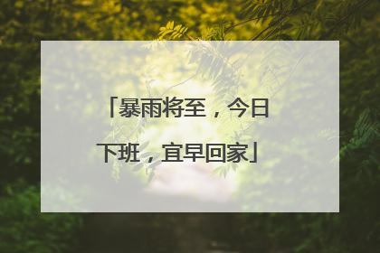 暴雨将至，今日下班，宜早回家