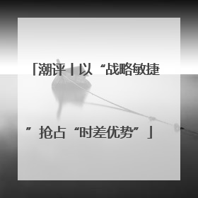 潮评丨以“战略敏捷”抢占“时差优势”