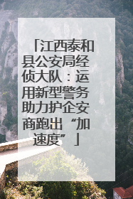 江西泰和县公安局经侦大队：运用新型警务助力护企安商跑出“加速度”