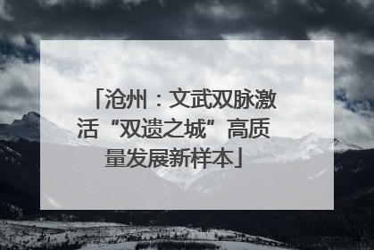 沧州：文武双脉激活“双遗之城”高质量发展新样本