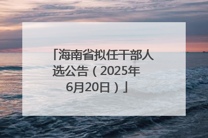 海南省拟任干部人选公告（2025年6月20日）