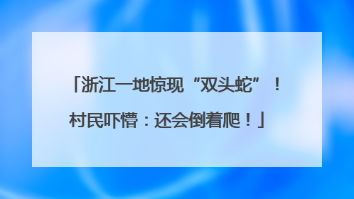 浙江一地惊现“双头蛇”！村民吓懵：还会倒着爬！