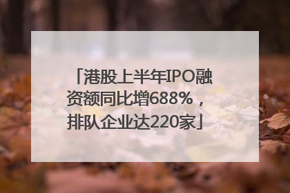 港股上半年IPO融资额同比增688%，排队企业达220家