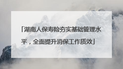 湖南人保寿险夯实基础管理水平，全面提升消保工作质效