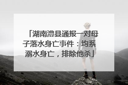 湖南澧县通报一对母子落水身亡事件：均系溺水身亡，排除他杀