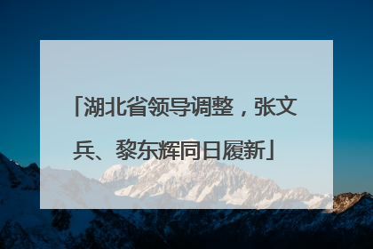 湖北省领导调整，张文兵、黎东辉同日履新