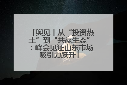 舆见丨从“投资热土”到“共赢生态”：峰会见证山东市场吸引力跃升