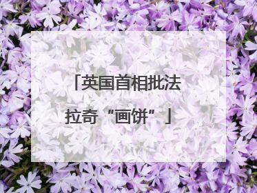 英国首相批法拉奇“画饼”