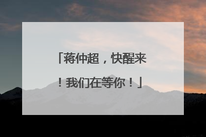 蒋仲超，快醒来！我们在等你！
