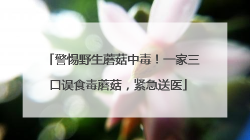 警惕野生蘑菇中毒！一家三口误食毒蘑菇，紧急送医