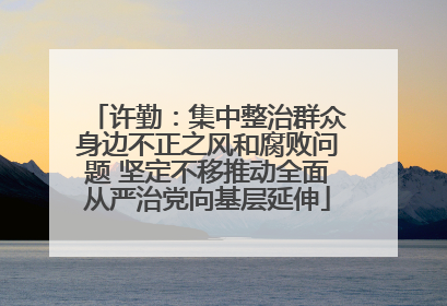 许勤：集中整治群众身边不正之风和腐败问题 坚定不移推动全面从严治党向基层延伸