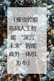 豫资控股布局人工智能 “深言未来”智能政务一体机发布