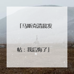 马斯克清晨发帖：我后悔了