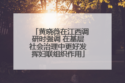 黄晓薇在江西调研时强调 在基层社会治理中更好发挥妇联组织作用