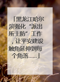 黑龙江哈尔滨强化“派出所主防”工作，让平安建设触角延伸到每个角落……