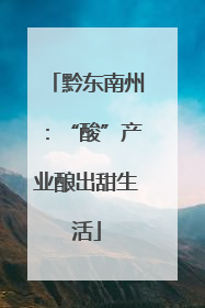 黔东南州：“酸”产业酿出甜生活
