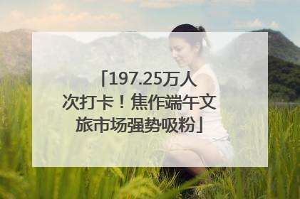197.25万人次打卡！焦作端午文旅市场强势吸粉