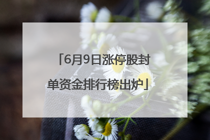 6月9日涨停股封单资金排行榜出炉