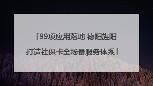 99项应用落地 德阳旌阳打造社保卡全场景服务体系